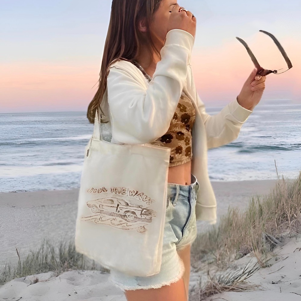 Hand Painted Ride The Wave Tote Bag